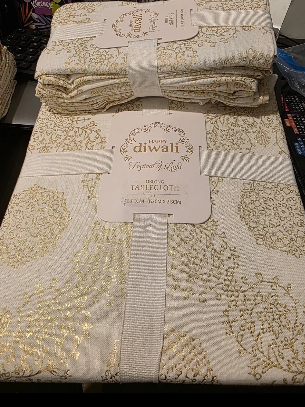 HAPPY DIWALI TABLE CLOTH AND NAPKIN SET